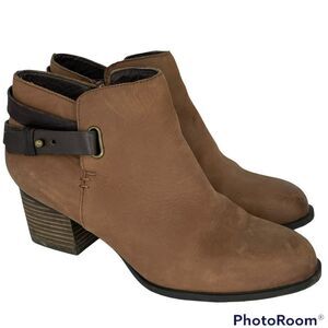 Sole Society Cognac Angie Leather Booties Ankle Boots Women Size 11 Heeled